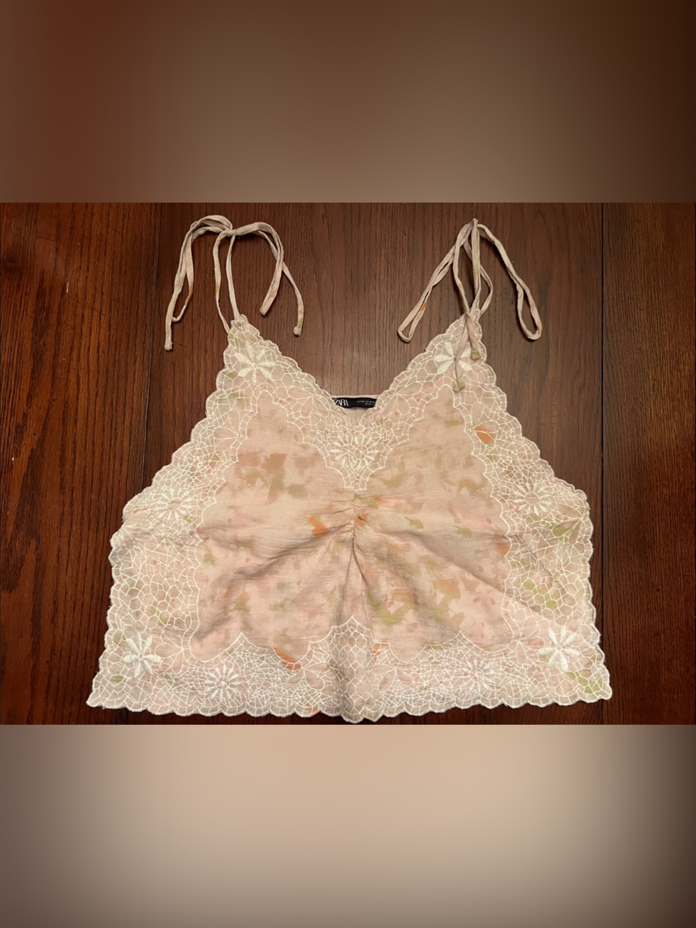 Zara Pink Lace Trim Camisole Top